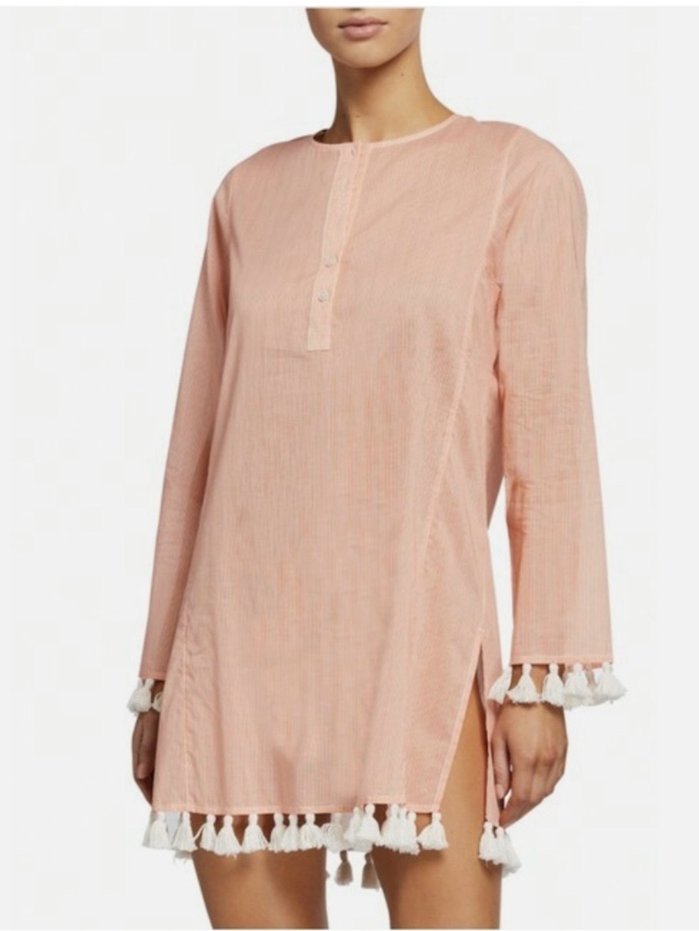 TORY BURCH Women's Orange Tassel-Trim Tunic Coverup - size M - WORN ONCE